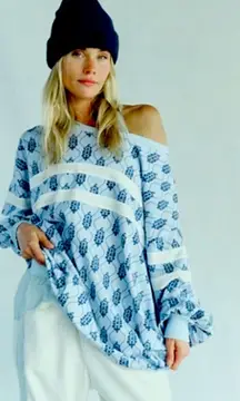 Blue Patterned logo Post Up Logo Layer | Free People spring oversized sold out M