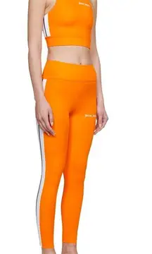 NWT  Logo Printed Side Stripe Leggings Orange