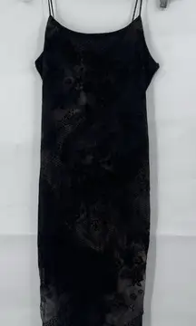 VTG Y2K Witchy Whimsigoth Midi Dress Women M Black Grunge Vampire Retro Velvet