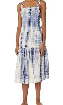 Angie Blue White Tie Dye Tiered Midi Dress