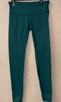 Lululemo‎ Women Size 4  Wunder Under Pant III FORT/WHT Forage Teal Green