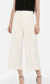 EXPRESS Cropped Wide Leg High Rise Pants White Women's Size 4R