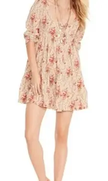 Ralph Lauren Denim & Supply Floral Red and Tan Gauze Dress. Size Large Spring.