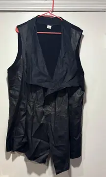 Leather Vest With Woven Back