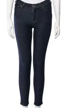 ACNE STUDIOS BLÅ KONST Blue Dark Wash Mid-Rise Cropped Skinny Leg Jeans, US27