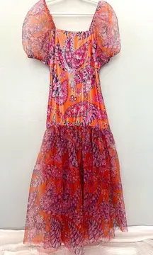 STAUD  Wilde Sequin Paisley Organza Maxi Dress