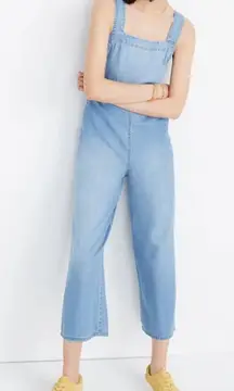 Madewell Denim Apron Bow Back Jumpsuit Size 4