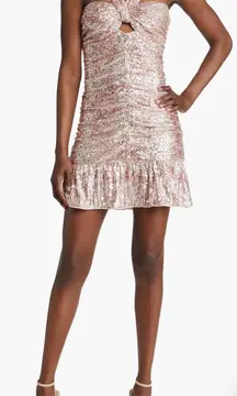 Sabryna Sequin Ruched Halter Minidress NWT size medium
