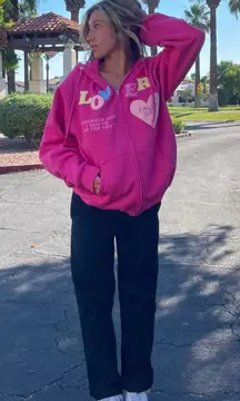 Pink Taylor Swift Lover Graphic Hoodie for Women