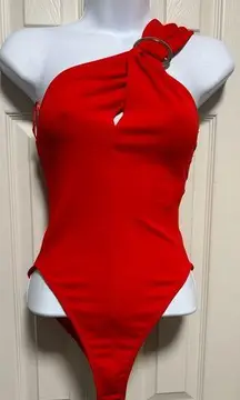 NWT ZARA Red Cross Strap Bodysuit with Silver Ring Hardware