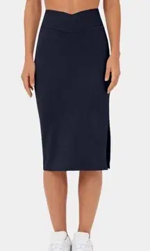 NEW Halara Ribbed Knit High Waisted Crossover Side Split Bodycon Midi Skirt M