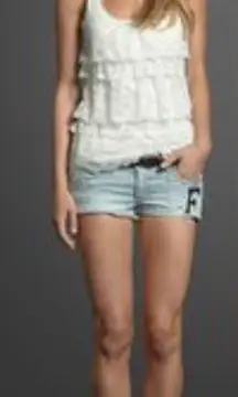 Y2k Abercrombie shorts denim faded cut off frayed classic preppy logo spring