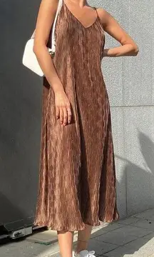 SheIn Brown Satin Maxi Cami Dress