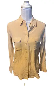 Joie Jeans Peach Silk Button Down Blouse Size XS