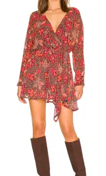 FREE PEOPLE Women’s Boho Teagan Asymmetrical Floral Mini Dress Medium