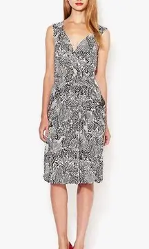 Marc Jacobs Black & White Printed Jersey Midi Dress with Pockets