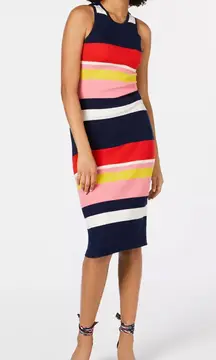 Trina Turk Upgrade Colorblock Stripe Merino Wool Sleeveless Ribbed Sweater Dress