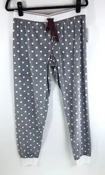 PJ Salvage Womens Pajama Jogger Pants Soft Lounge Polka Dot Drawstring Gray M