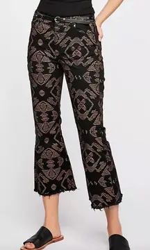 Scotch & soda Maison Scotch Cropped Kick Bootcut Raw hem patterned jeans embroid