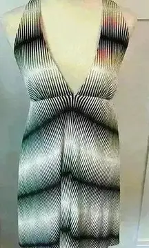 Alice + Olivia 100% Silk Cross Back Zig Zag Samba Dress, S