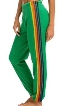 Aviator Nation Green Five Stripe Sweatpants size Large, EUC