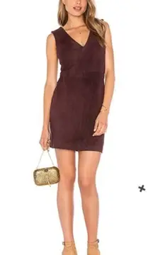 NWT MLV Revolve Poppy Brown 100% Suede Leather Pinafore Mini Dress Small