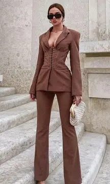 House of CB 'Makani'‎ Mocha Hourglass Corset Blazer Size L