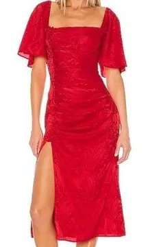 Song of style Knox Midi Dress in Scarlet Red