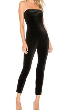 About Us Strapless Xandra Velvet Slim Fit Skinny Jumpsuit Black Women's Size XXS