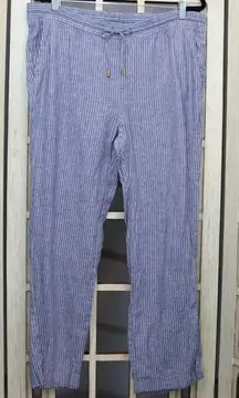 Ellen Tracy 100% Linen Stripe Pants M