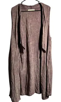 Magnolia South Purple Tie Dye Duster Vest Cardigan Open Front Sleeveless Size L