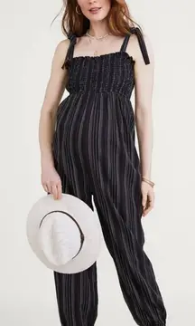 NWT Hatch The Jojo cotton Jumpsuit BLACK STRIPE SZ1 bust up to 38