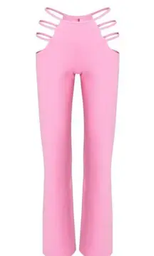 NWT I am Gia I.am.gia tigermist lucid cutout strappy pants pink Barbie xs