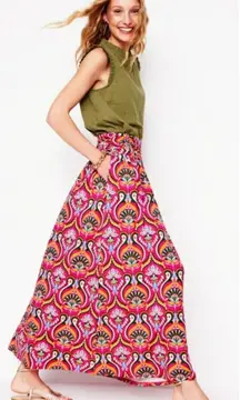 💕BODEN💕 Rosaline Jersey Skirt ~ Pink Peony Ornamental Floral Print 8 NWT