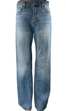 Zara Women's Blue Acid Wash High Waisted Wide Leg Baggy Palazzo Denim Jeans Sz 2