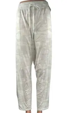 NEW Gap Runaround Womens White Gray Camo Drawstring Wide Leg Sweat Pants Size XL
