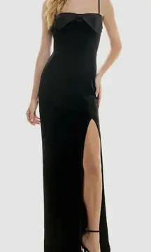 City Studio Women's Juniors Black Bow-Neckband Long Velvet Gown Dress Size 7/8