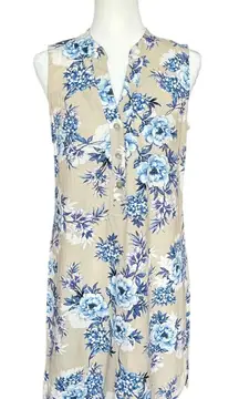 JH Floral Linen Blend Shift Dress Women's Size 4 Sleeveless Breathable Old Money
