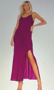 Milani Pink spaghetti strap with mesh top 2fer Maxi Dress with Slit