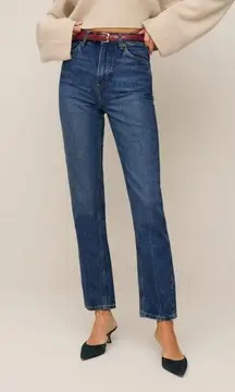 Reformation Liza Ultra High Rise Straight Leg Jeans in Icarian Wash Size 25