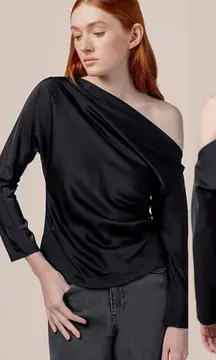 Modern Citizen Peyton Draped One Shoulder Blouse Black Size Medium