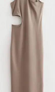 & Other Stories Cut Out Midi Dress in Mole Tan