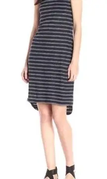 Vince 100% Linen Tank Dress in Navy Blue with White Stripes - Size L