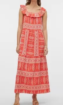 Vero Moda Dicthe Sleeveless Cotton Maxi Dress X-Small Cayenne Aop Cecilia