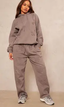 petite charcoal cross appliqué embroidered sweatpants