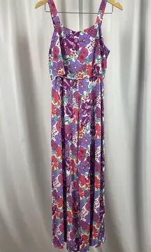 SheIn Large Floral Boho Retro Jumpsuit Spring Summer Flowy Wide Leg Hippie