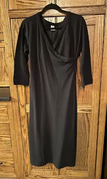 Peruvian Connection Black Faux Wrap Maxi Dress Pima Cotton Size Medium