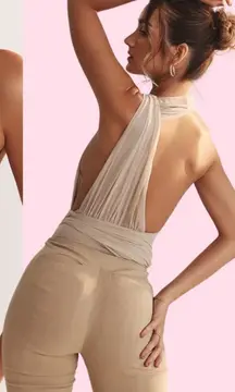 HOUSE OF CB 'Cheyanne'‎ Ecru Gathered Bodysuit NWOT size L