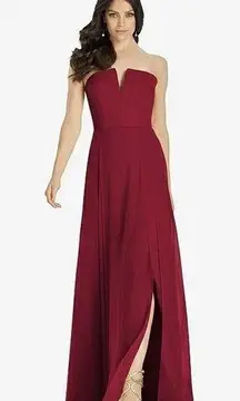 Dessy Collection Strapless Chiffon Maxi Dress Burgundy