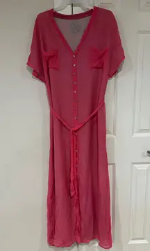 Women’s Size Medium  Short Sleeve Button Down Maxi Dress